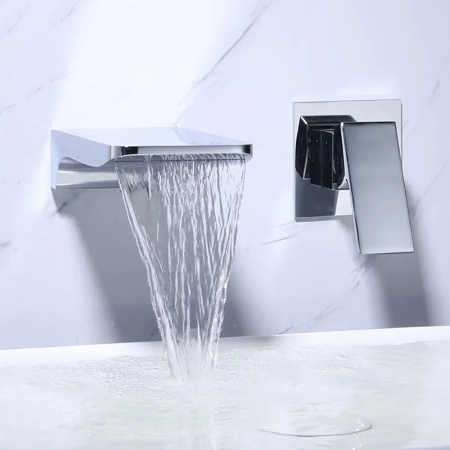 Robinet mural encastrable cascade pour lavabo salle de bain