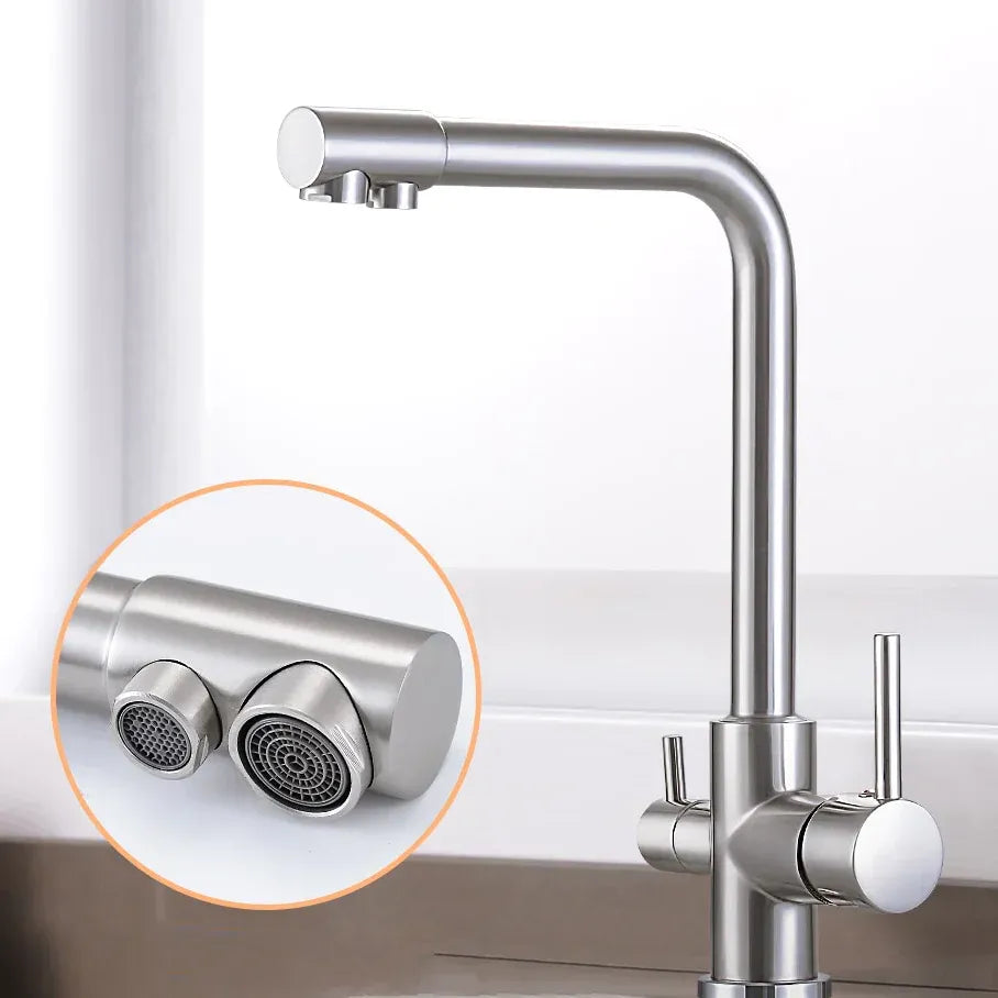 Robinet cuisine purificateur d’eau 3 voies en acier inoxydable