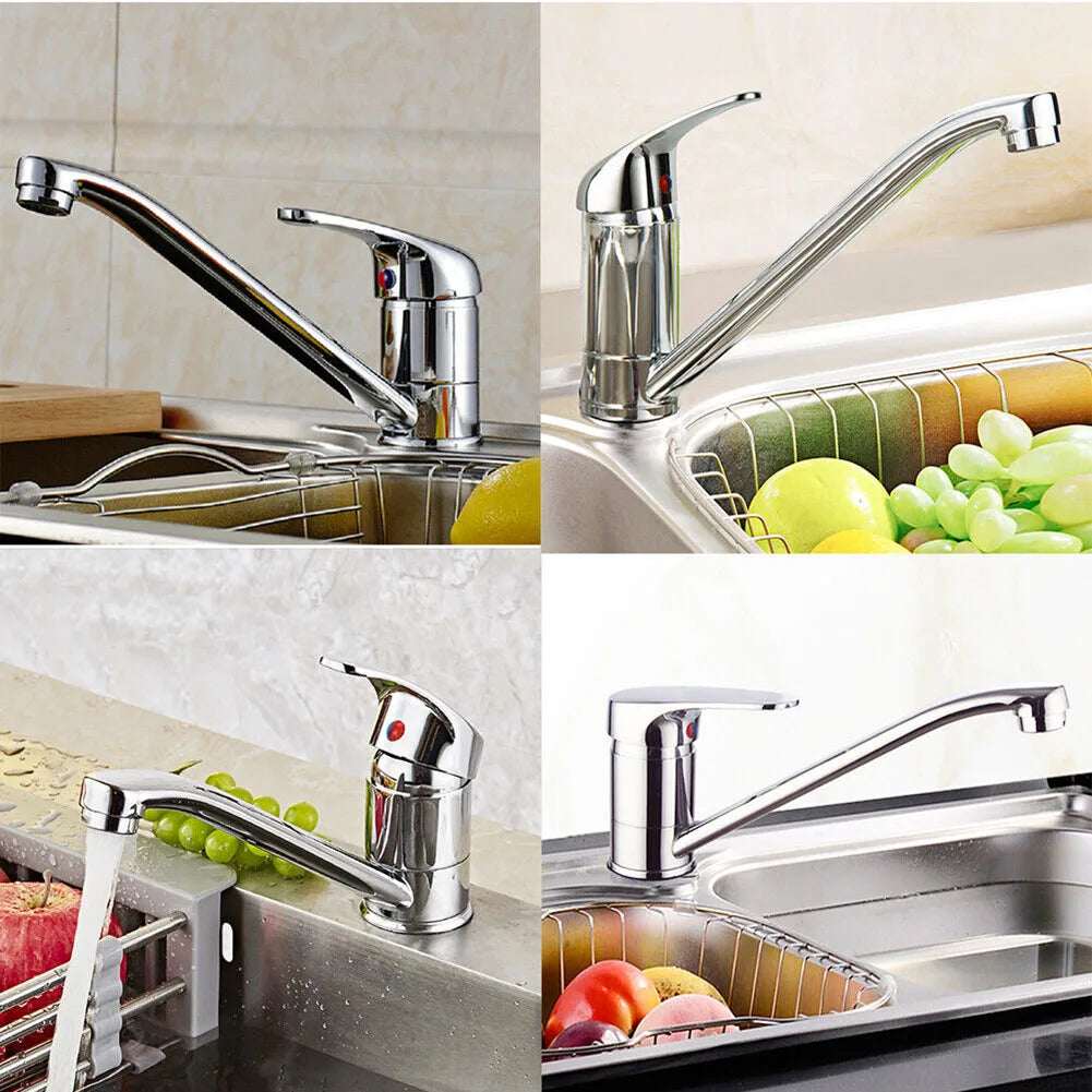 Robinet mitigeur pour évier de cuisine en laiton et acier inoxydable
