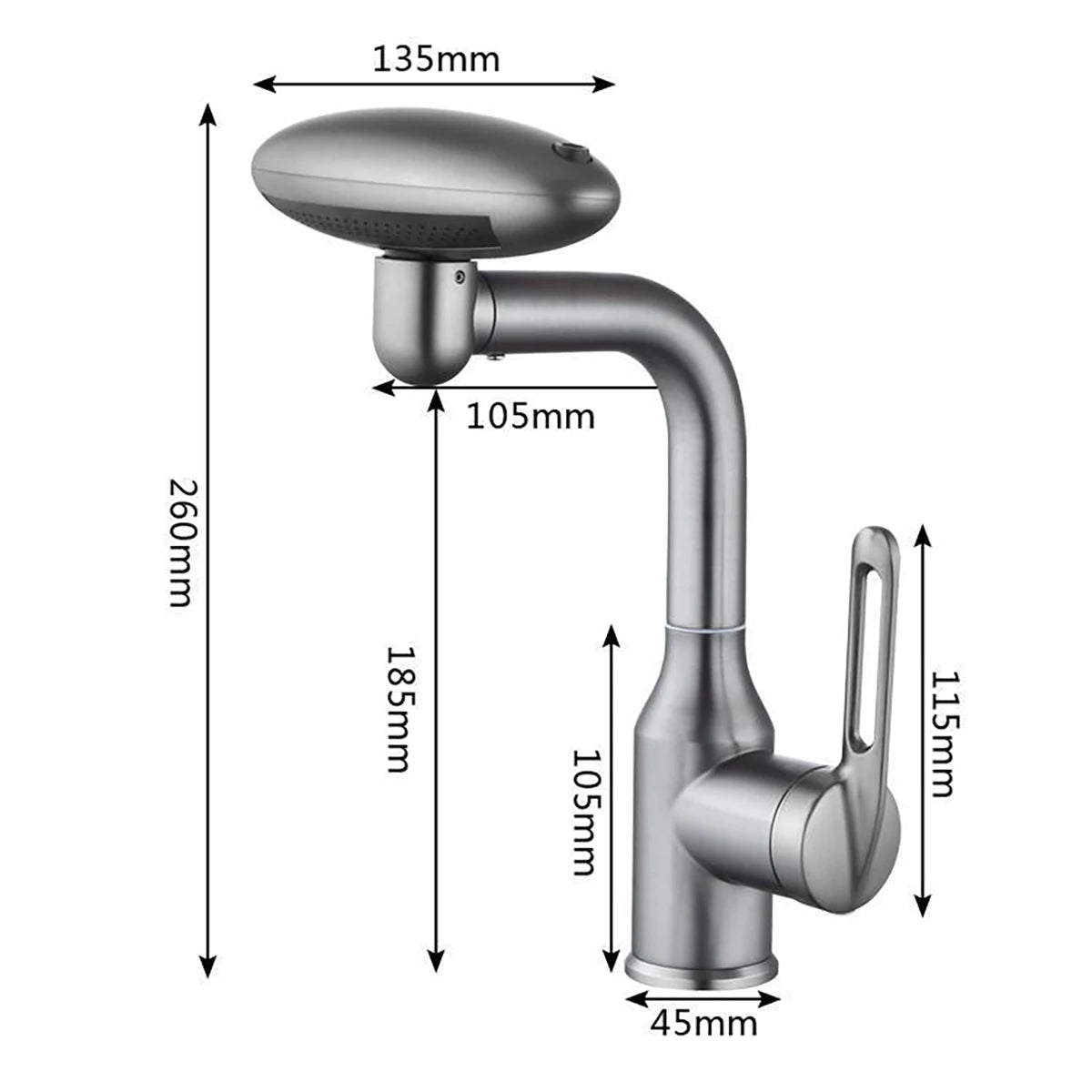 Robinet de cuisine à tête rotative avec fontaine en cascade