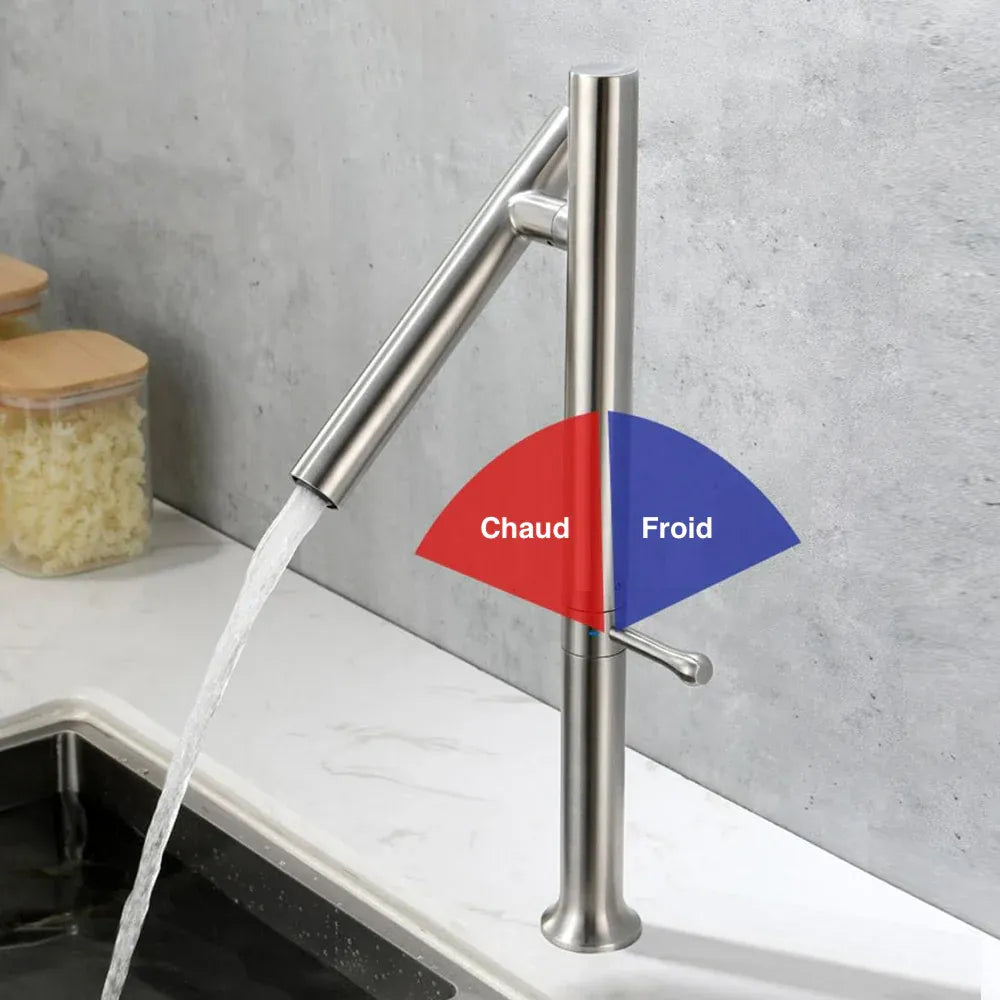 Robinet de cuisine design fin style bambou