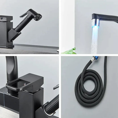 Robinet mitigeur design avec douchette et LED pour évier de cuisine