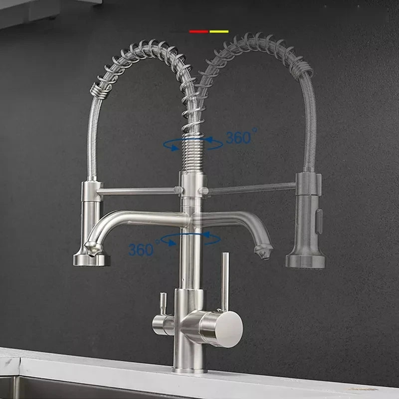 Robinet mitigeur de cuisine avec douchette et purificateur d'eau