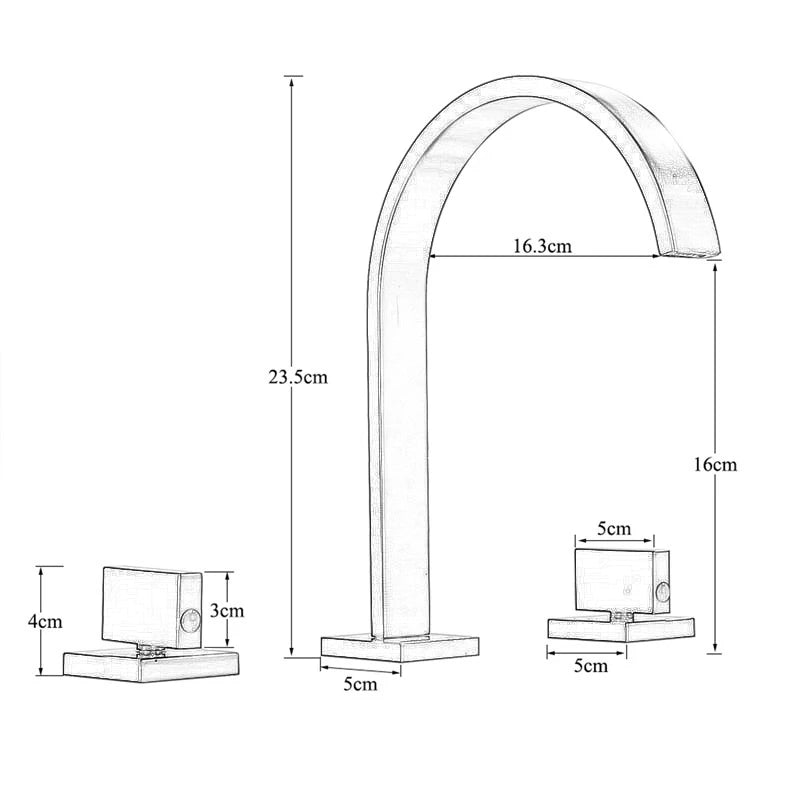 Robinet de salle de bain minimaliste à poignées déportées