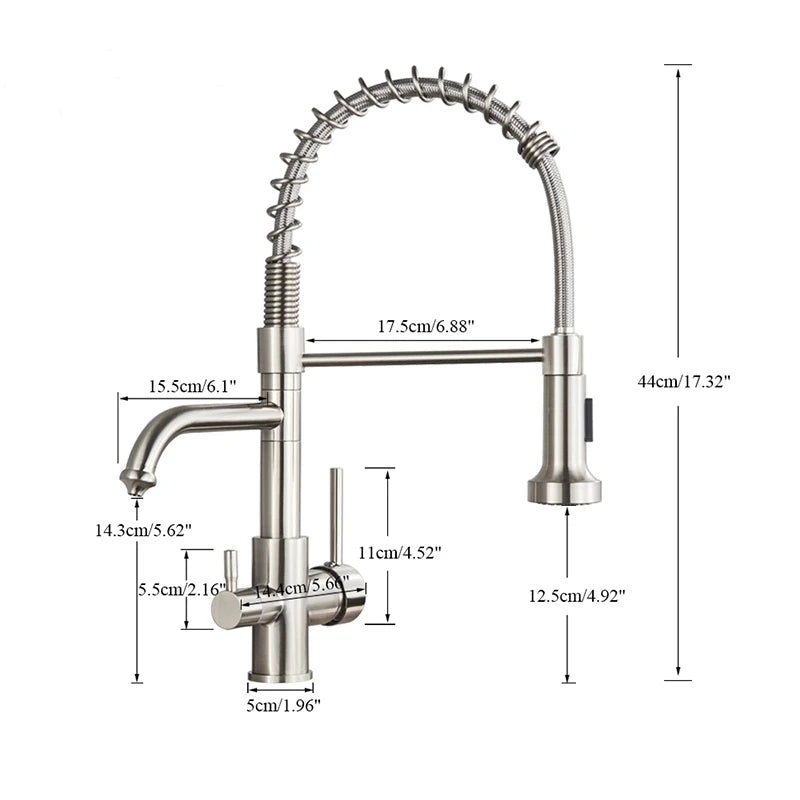 Robinet mitigeur de cuisine avec douchette et purificateur d'eau