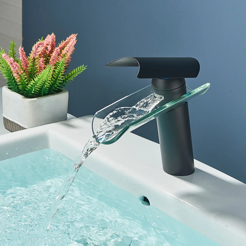 Robinet cascade en verre pour lavabo de salle de bain