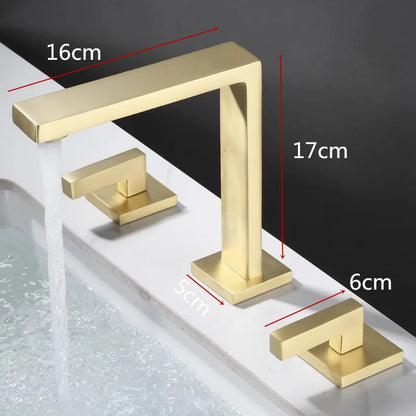 Robinet de lavabo mural à poignées déportées en laiton et céramique