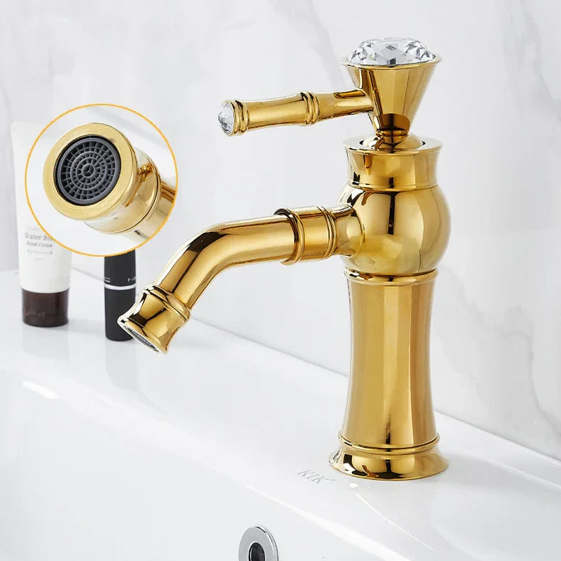 Robinet de lavabo design diamant en laiton et céramique