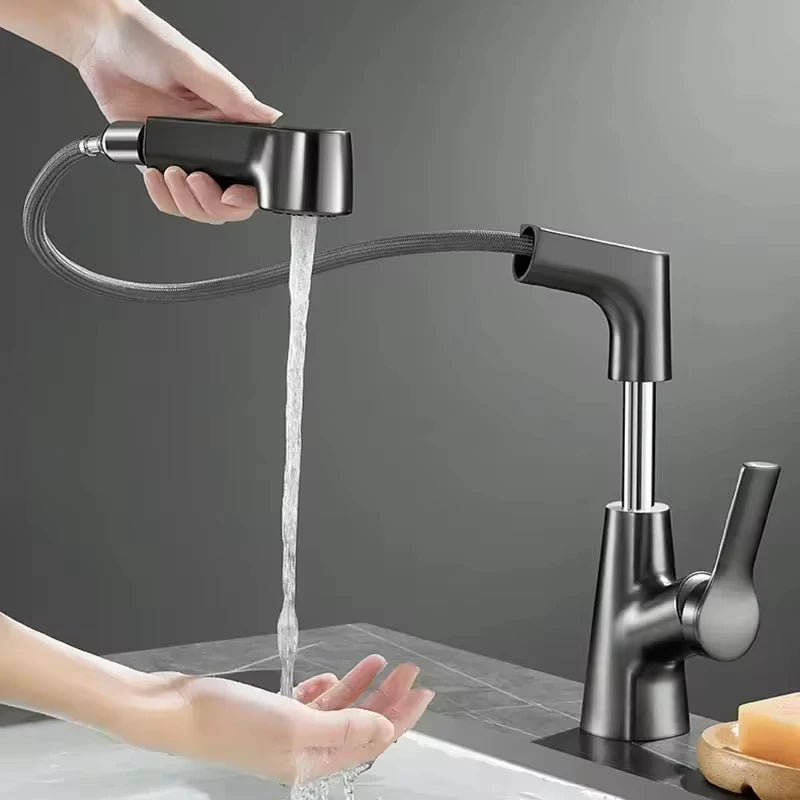 Robinet de cuisine flexible avec douchette et hauteur réglable