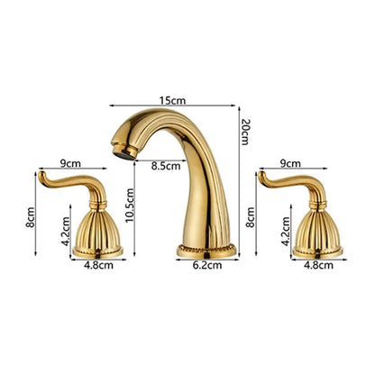 Robinet de salle de bain rétro classique à double poignées en laiton