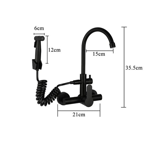 Robinet mural encastrable avec douchette flexible pour évier de cuisine