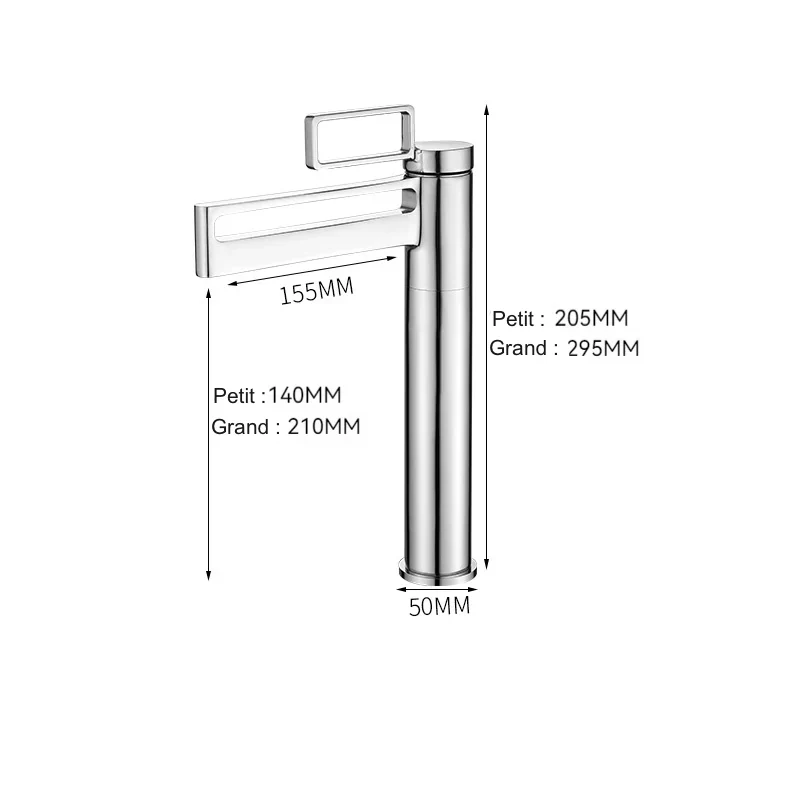 Robinet de salle de bain géométrique en laiton