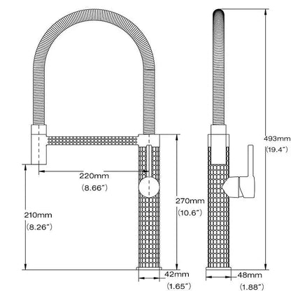 Robinet de cuisine design texturé flexible en laiton brossé