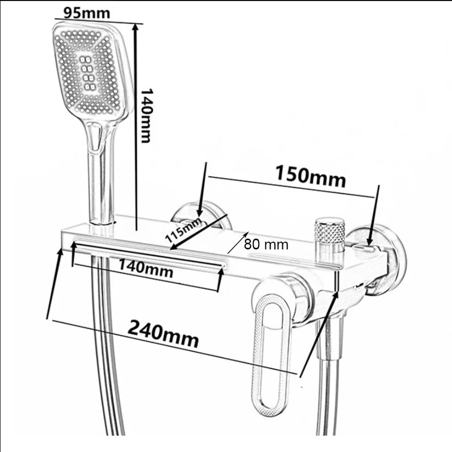 Robinet de douche cascade en laiton avec finition électroplaquée