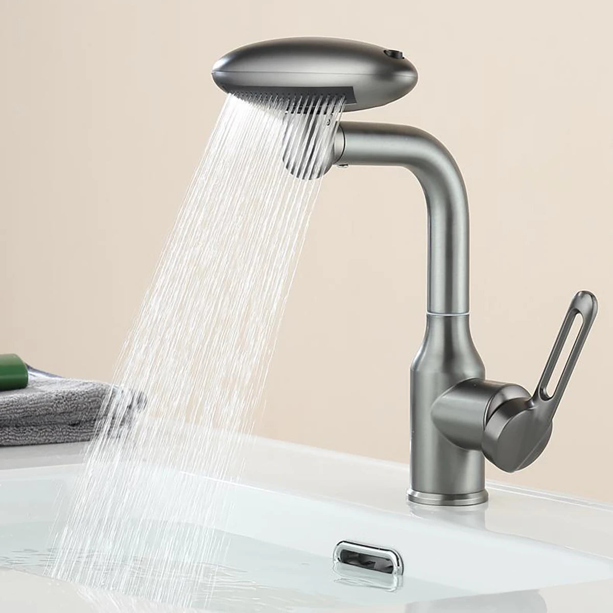 Robinet de cuisine à tête rotative avec fontaine en cascade