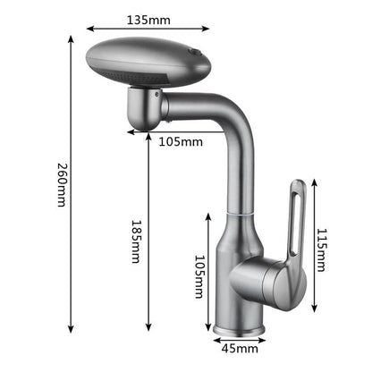 Robinet de cuisine à tête rotative avec fontaine en cascade