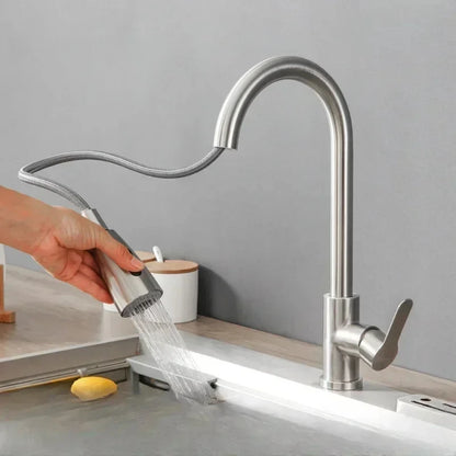 Robinet de cuisine flexible avec douchette minimaliste