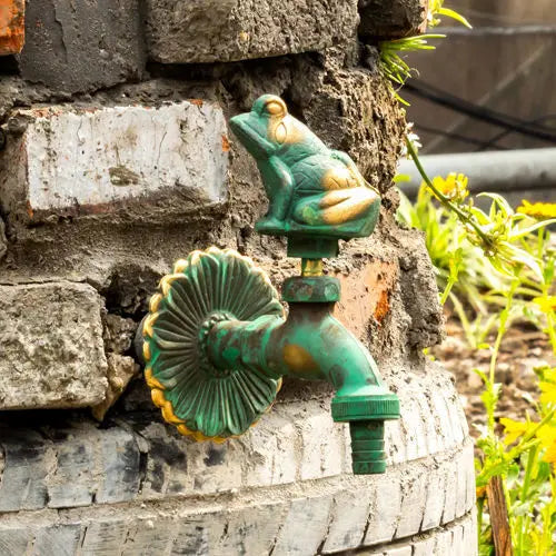 Robinet extérieur mural de jardin rétro avec motif fleur et animaux