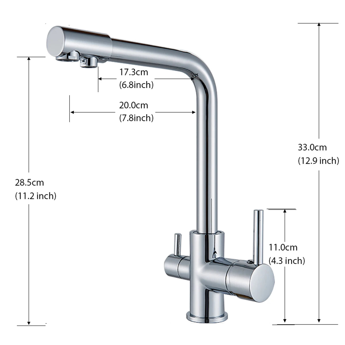 Robinet cuisine purificateur d’eau 3 voies en acier inoxydable