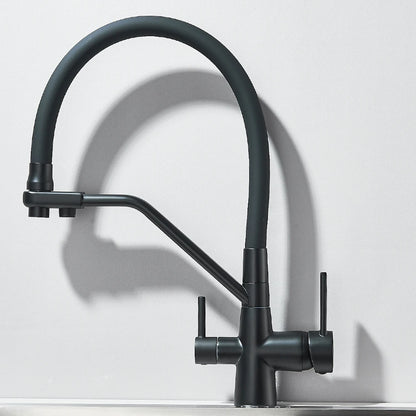 Robinet de cuisine flexible avec double sortie et purificateur d'eau