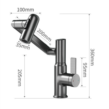 Robinet de salle de bain pivotant avec affichage numérique et 3 jets