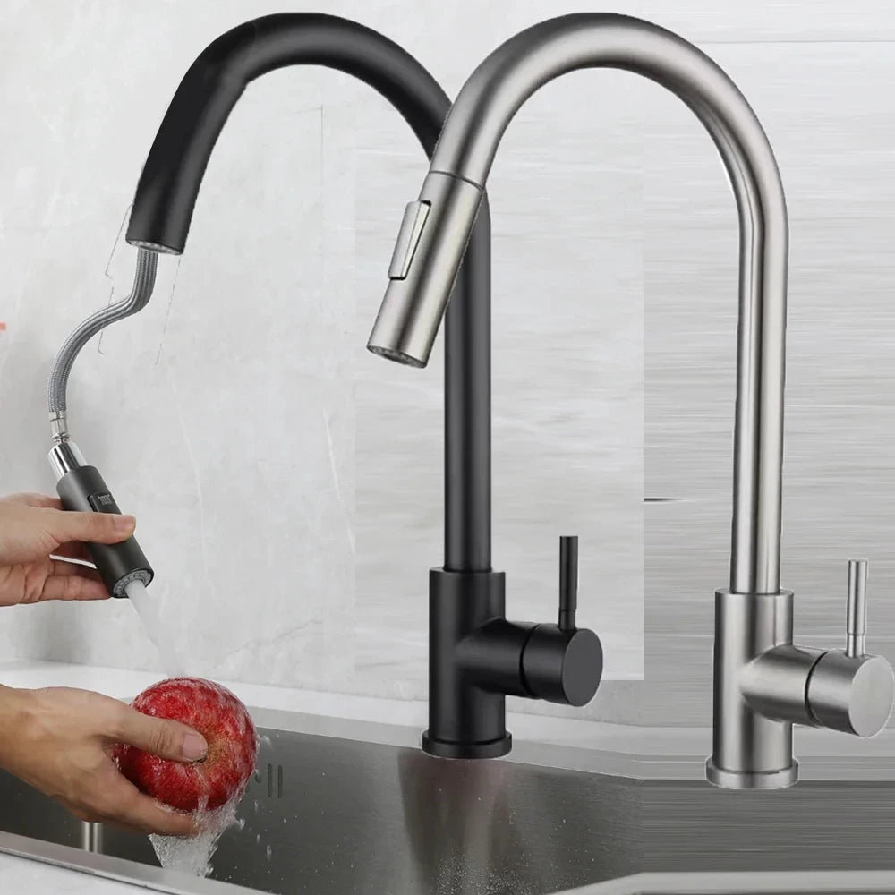 Robinet de cuisine flexible avec douchette minimaliste