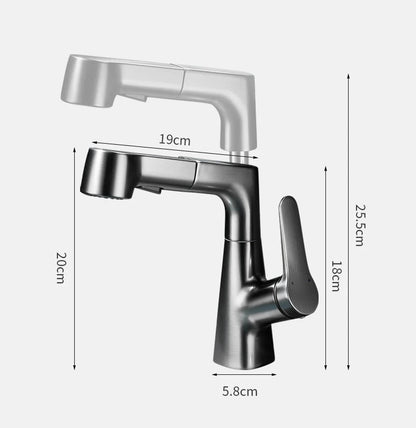 Robinet de cuisine flexible avec douchette et hauteur réglable