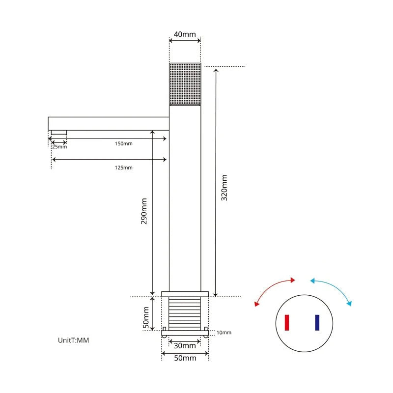 Robinet de lavabo avec poignée ronde travaillée